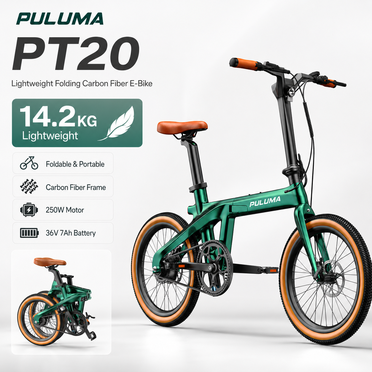 PULUMA PT20 Ultra-light carbon fibre foldable electric bicycle
