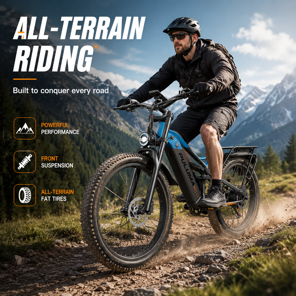 PULUMA86 Electric Bicycle  All-Terrain Electric Mountain  Removable Battery Hydraulic Brakes Electric Bicycle