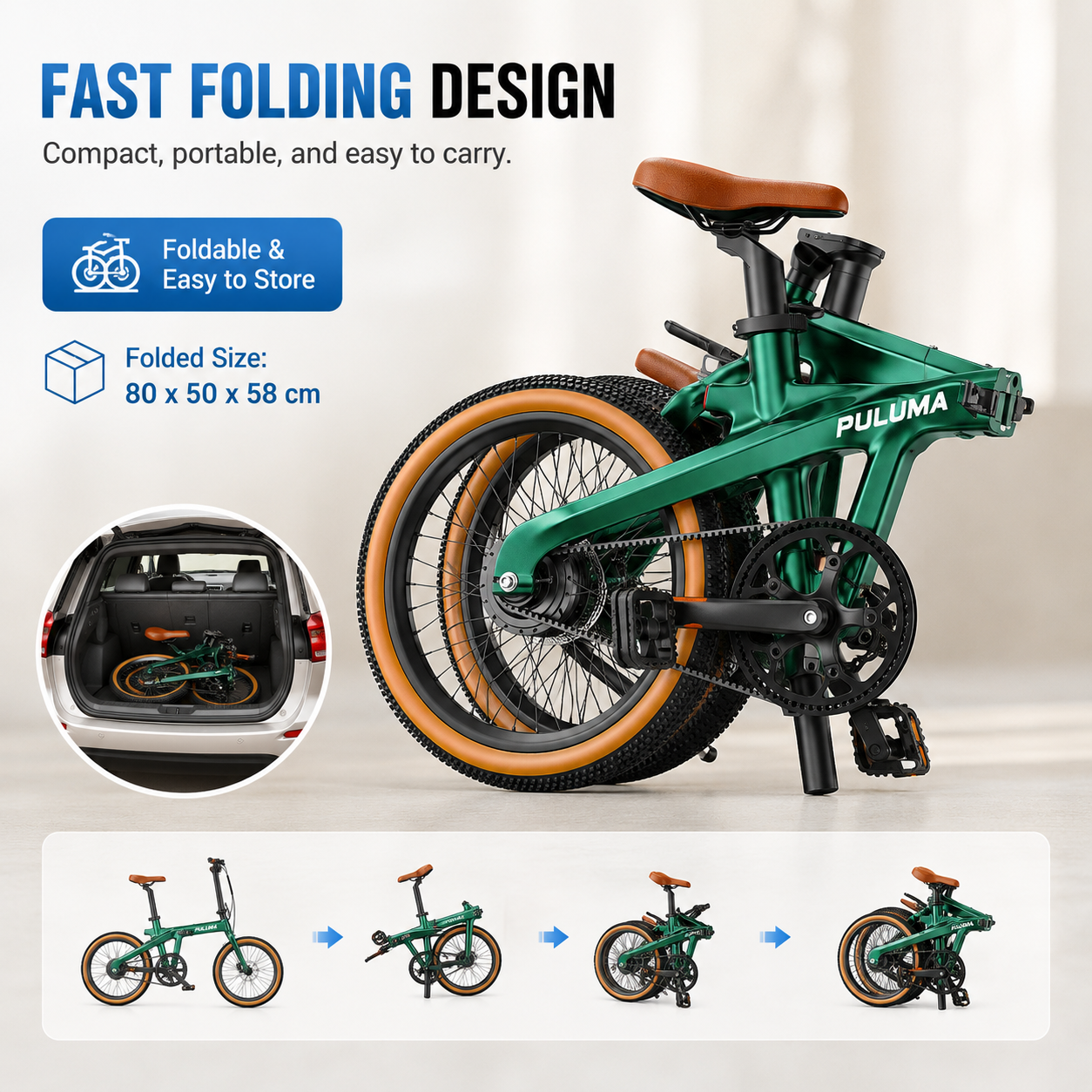 PULUMA PT20 Ultra-light carbon fibre foldable electric bicycle