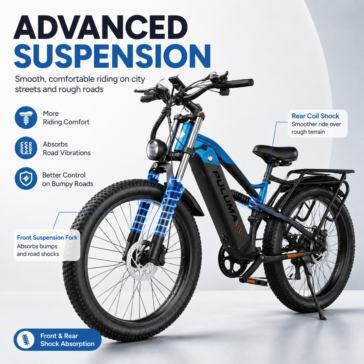 PULUMA86 Electric Bicycle  All-Terrain Electric Mountain  Removable Battery Hydraulic Brakes Electric Bicycle