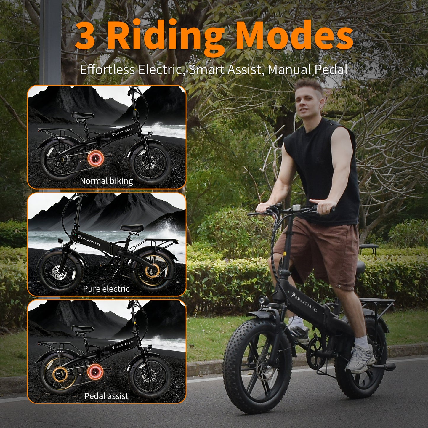 M6 Folding Electric Bicycle 250W 20 Inch ×4.0 Fat Tire 48V15AH City Commuting E-Bike