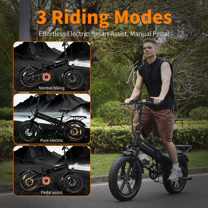 M6 Folding Electric Bicycle 250W 20 Inch ×4.0 Fat Tire 48V15AH City Commuting E-Bike